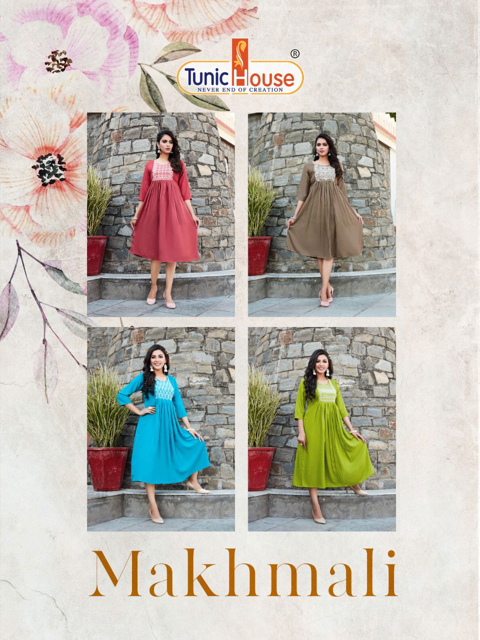 Tunic House Makhmali Fancy Designer Ethnic Wear Rayon Embroidery Kurti Collection